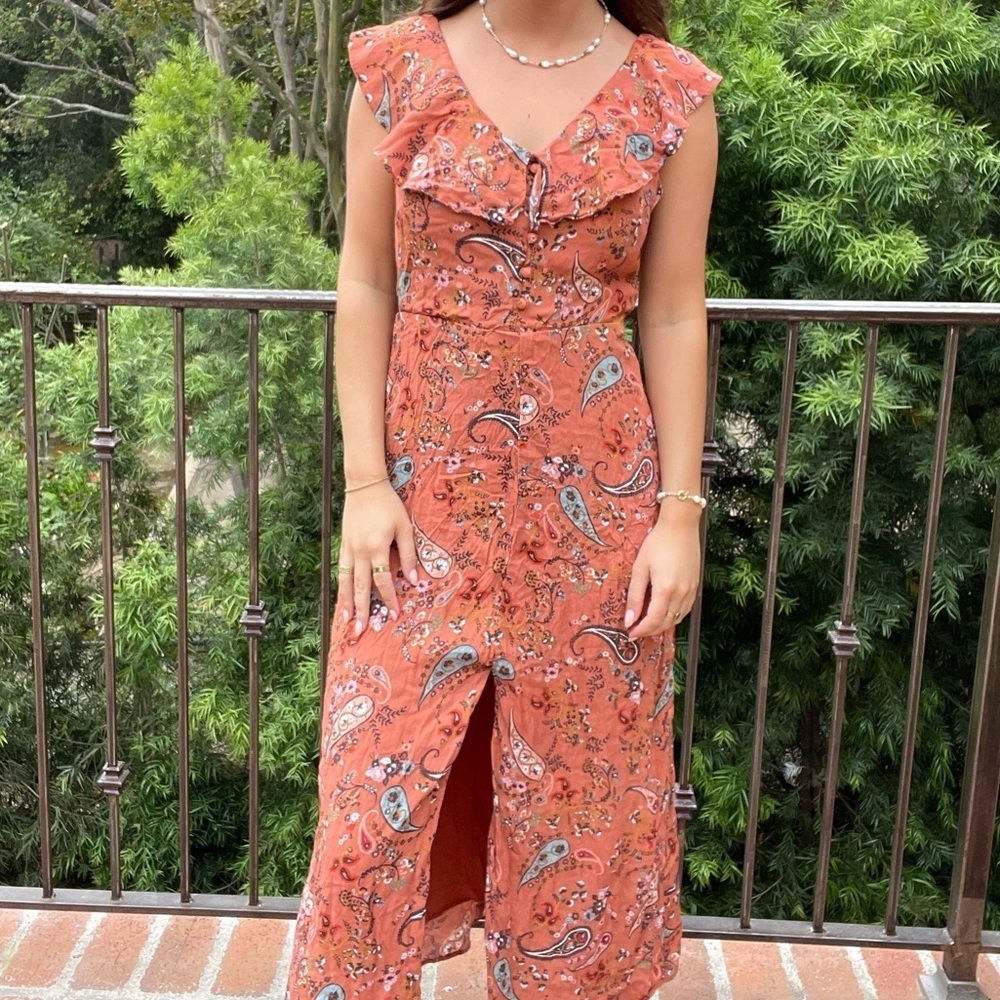 Willow & clay orange floral midi dress